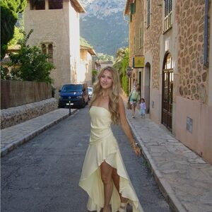 Peppermayo Yellow Strapless High-Low Sundress